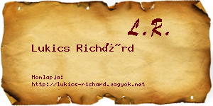 Lukics Richárd névjegykártya