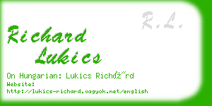 richard lukics business card